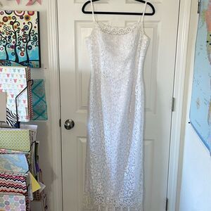 Jessica McClintock Bridal white lace maxi dress gown Size 12